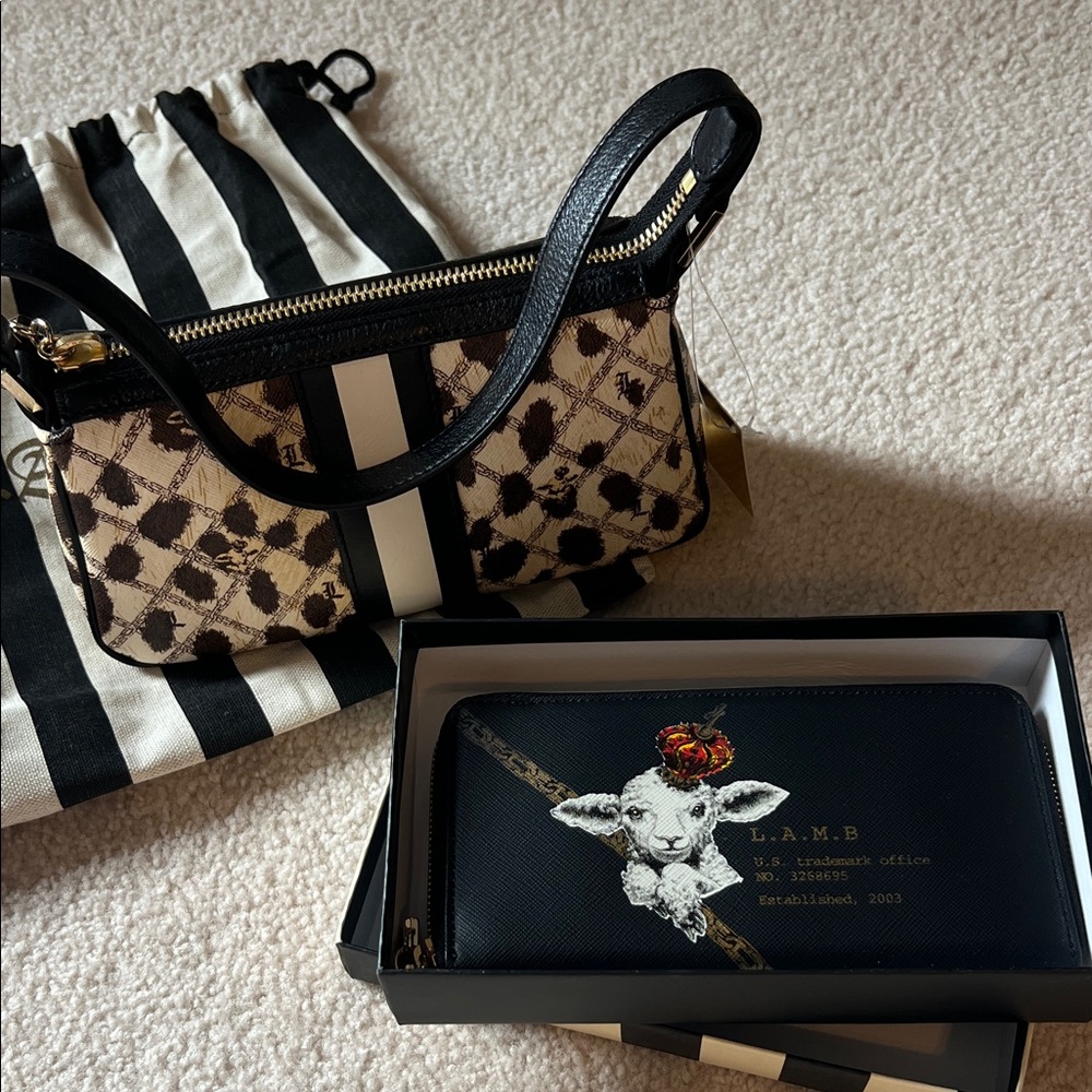 L.A.M.B. Black Zip Wallet and Handbag